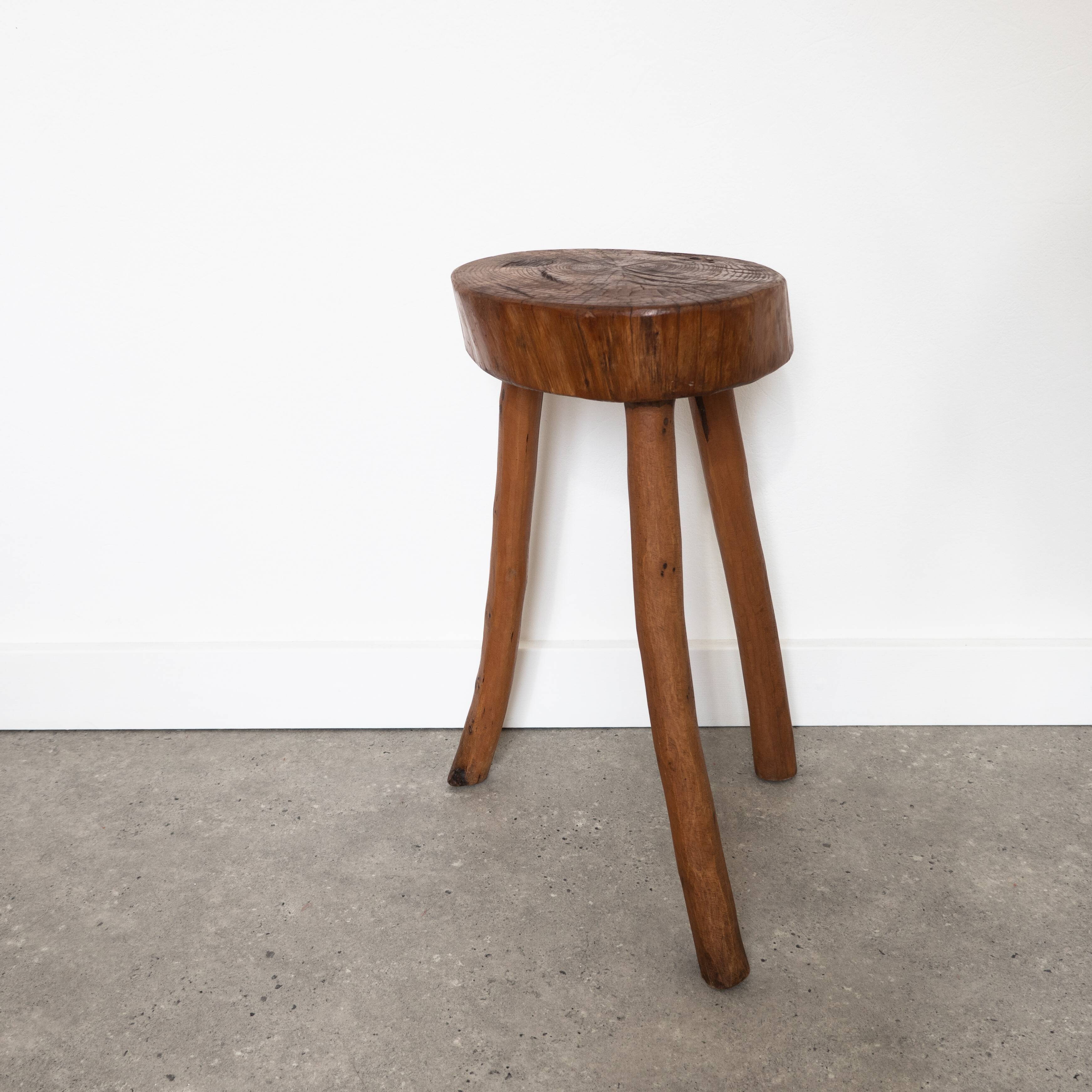 Brutalist wooden stool