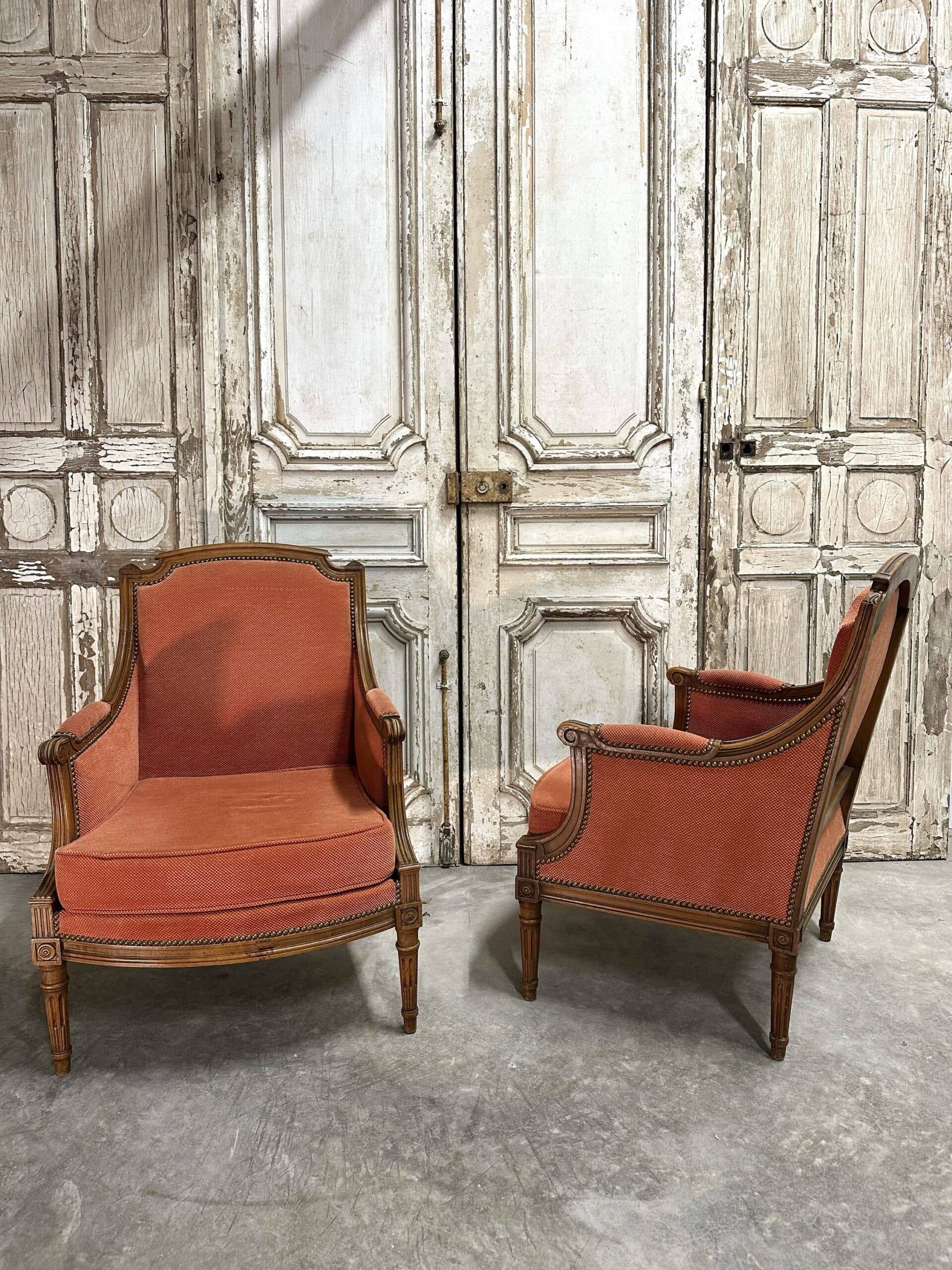 Pair of Louis XVI style armchairs, 20th century.
