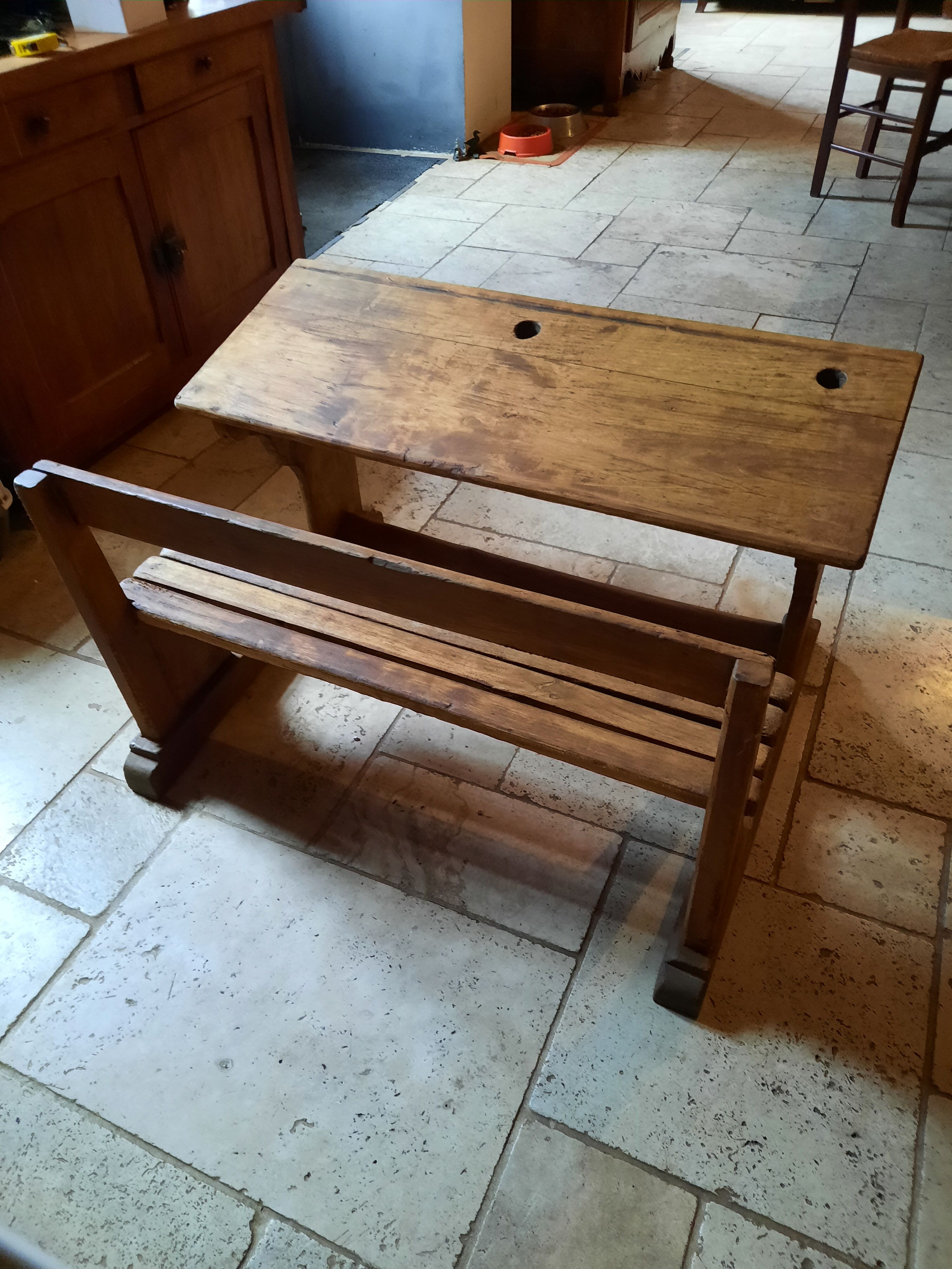 Two-seater wooden schoolboy desk