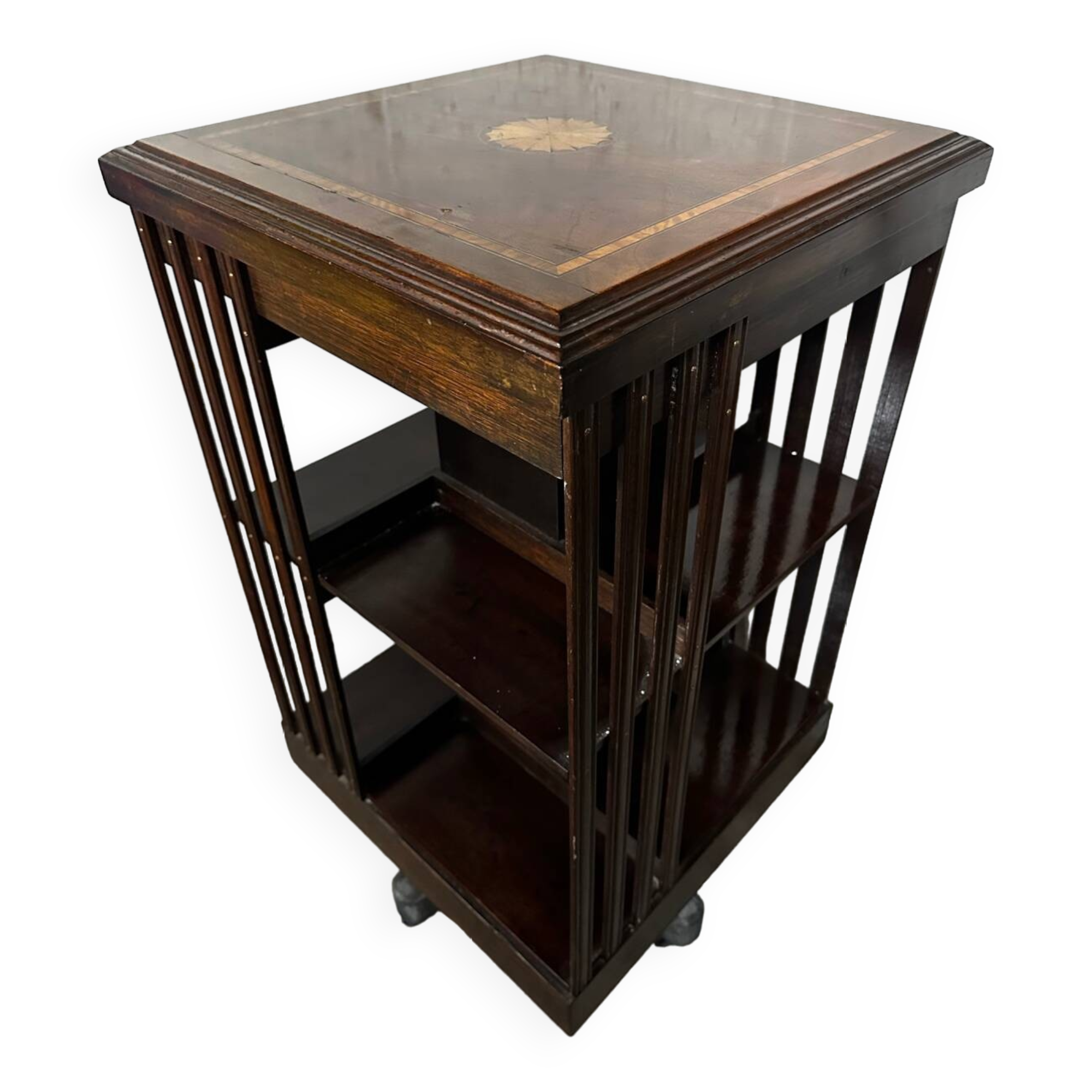 Revolving bookcase in mahogany and marquetry - art deco