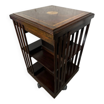 Revolving bookcase in mahogany and marquetry - art deco