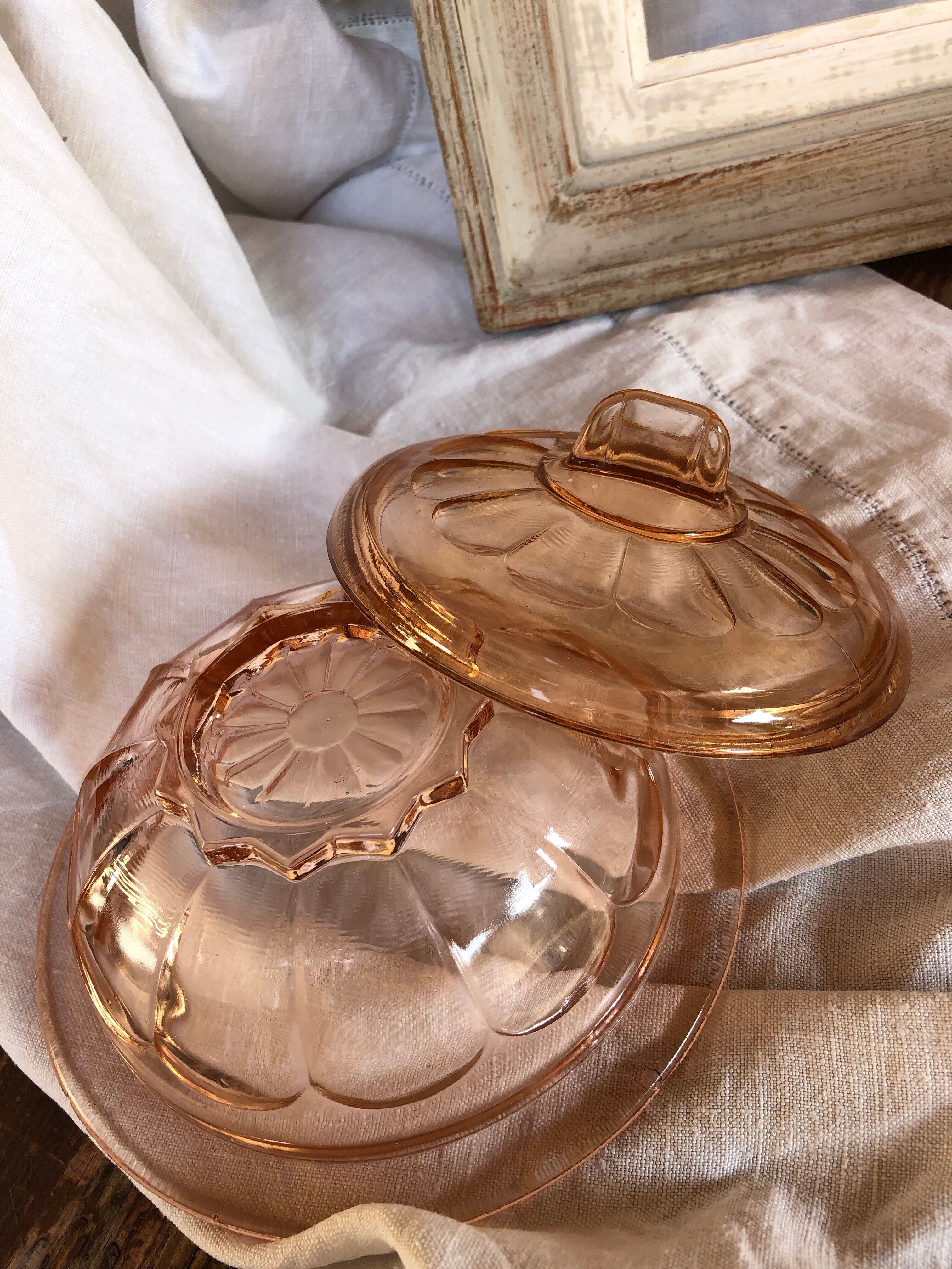 Pink glass candy box