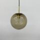 Suspension boule en laiton et verre fumé de Limburg Glashütte, années 1970