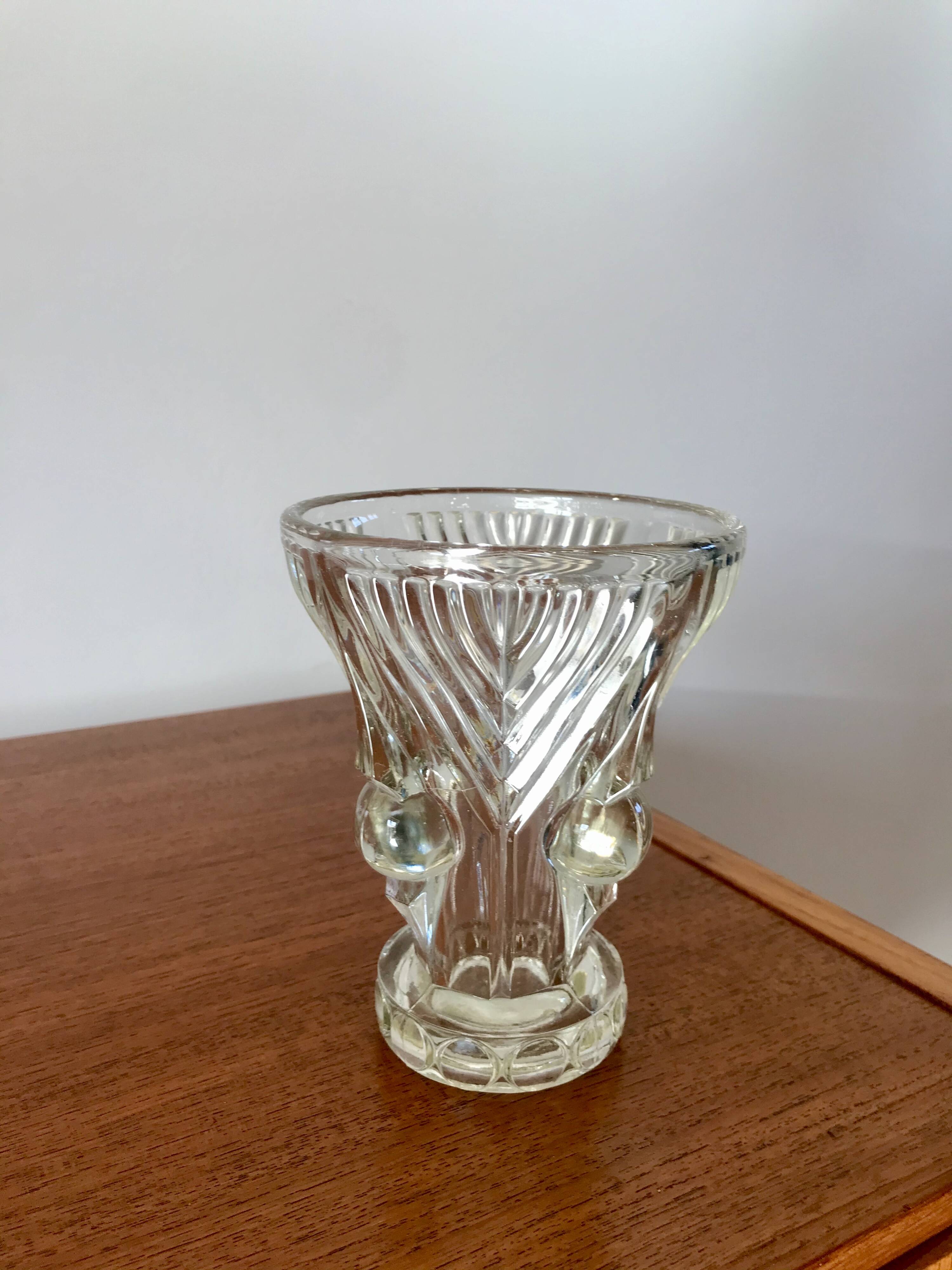 art deco bubble effect glass vase