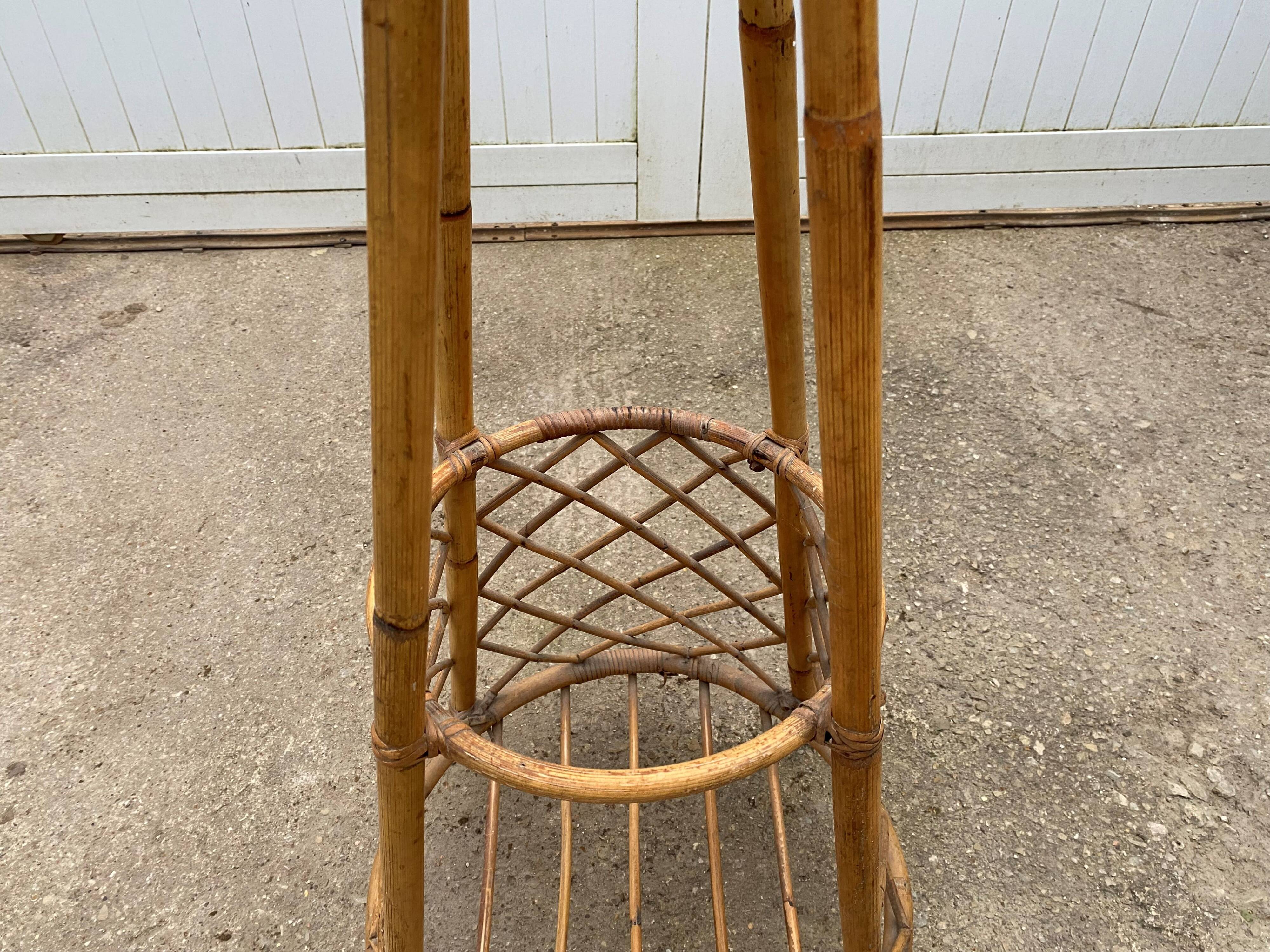 Vintage 1970s rattan coat rack