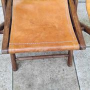 Paire de chaise SAFARI pliante vintage cuir bois