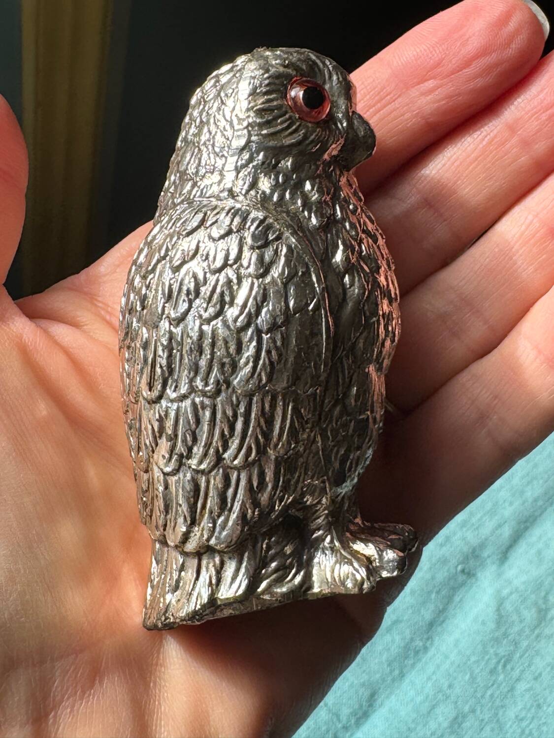 Vintage silver-plated owl-shaped salt and pepper shakers
