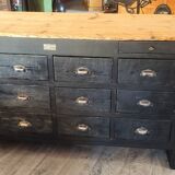 Old counter with black patina drawer