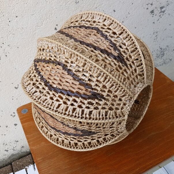 Tri-color rafia pendant vintage pattern year 70