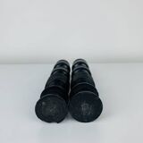 Pair of vintage ethnic blackened wood candlesticks
