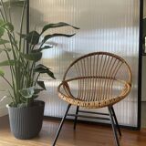 Midcentury rattan armchair