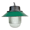 Lampe à Suspension Industrielle en Émail Vert et en Fonte, 1960s