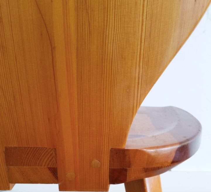 Set of 2 low pine chairs by Carl Malmsten for Svensk Fur 1950