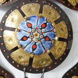 Brass, Copper and Enamel Mobile by Cesar Vasquez, Mid Century Wall Hanging Metal