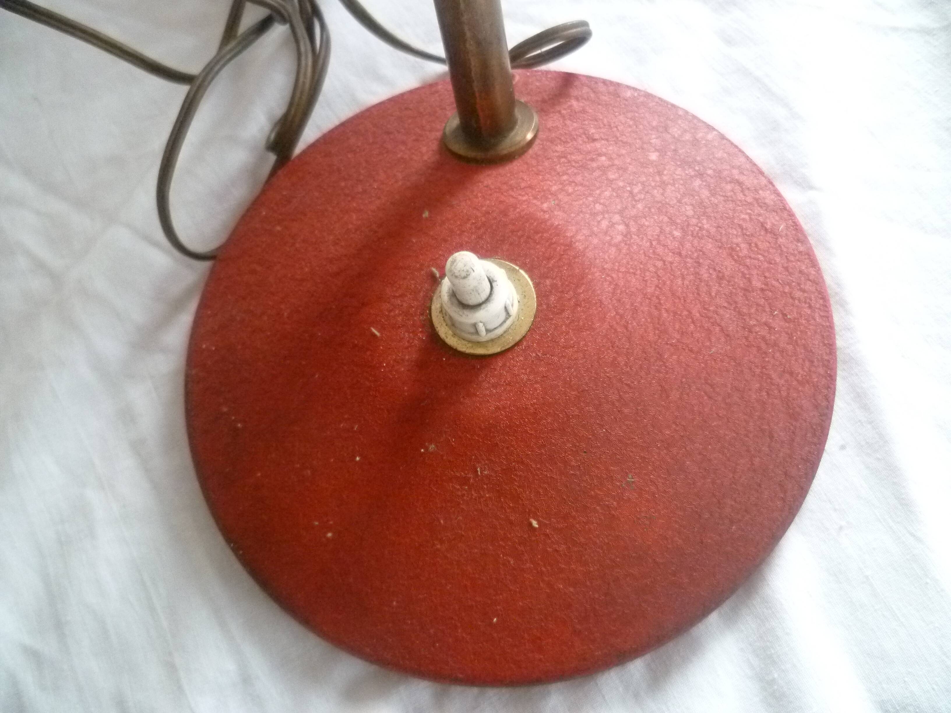 50's red granite paint desk lamp from the brand: aluminor nice