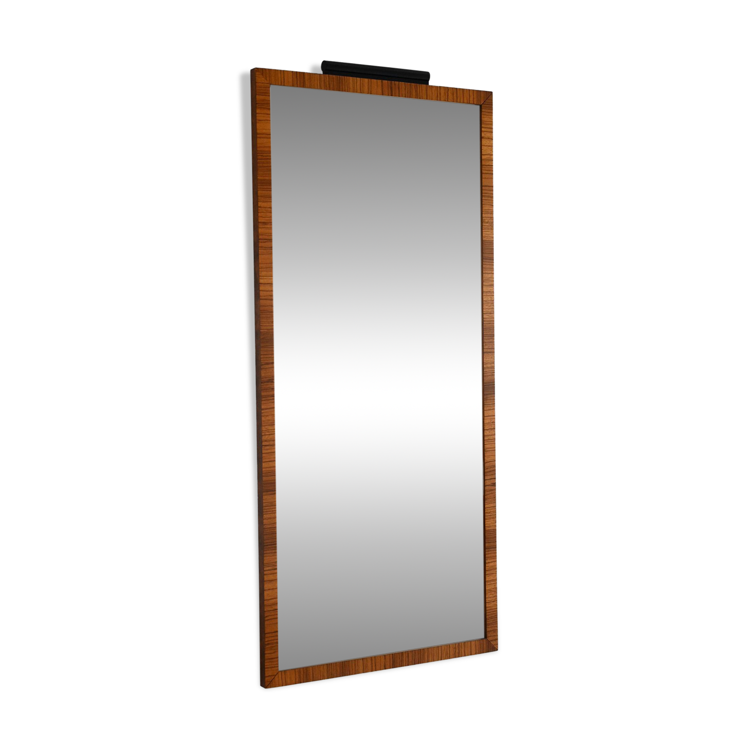 Scandinavian Art Deco Mirror in Flamed Birch Root with Black Detail