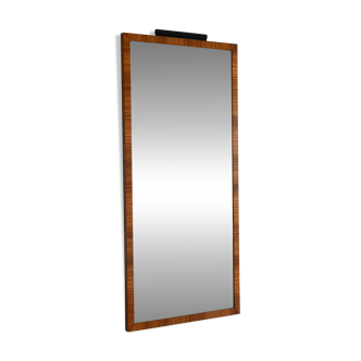 Miroir Art déco scandinave en racine de bouleau flammé avec détails noirs