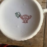 Coffee set six cups Limoges porcelain floral decoration