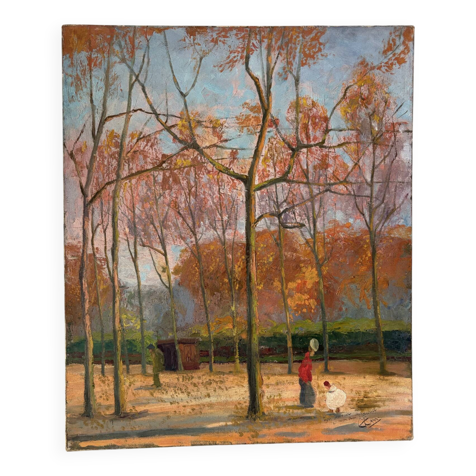 The Luxembourg Garden in Paris, oil on canvas signed.