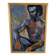 Textured Painting Nude Man Eva Monica Aspberg 1973
