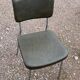3 bronze-green faux leather chairs with chrome frames