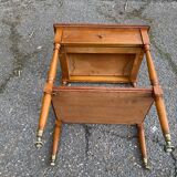 High bedside table in solid wood with drawers on casters