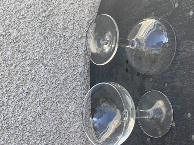 6 vintage transparent glass champagne glasses