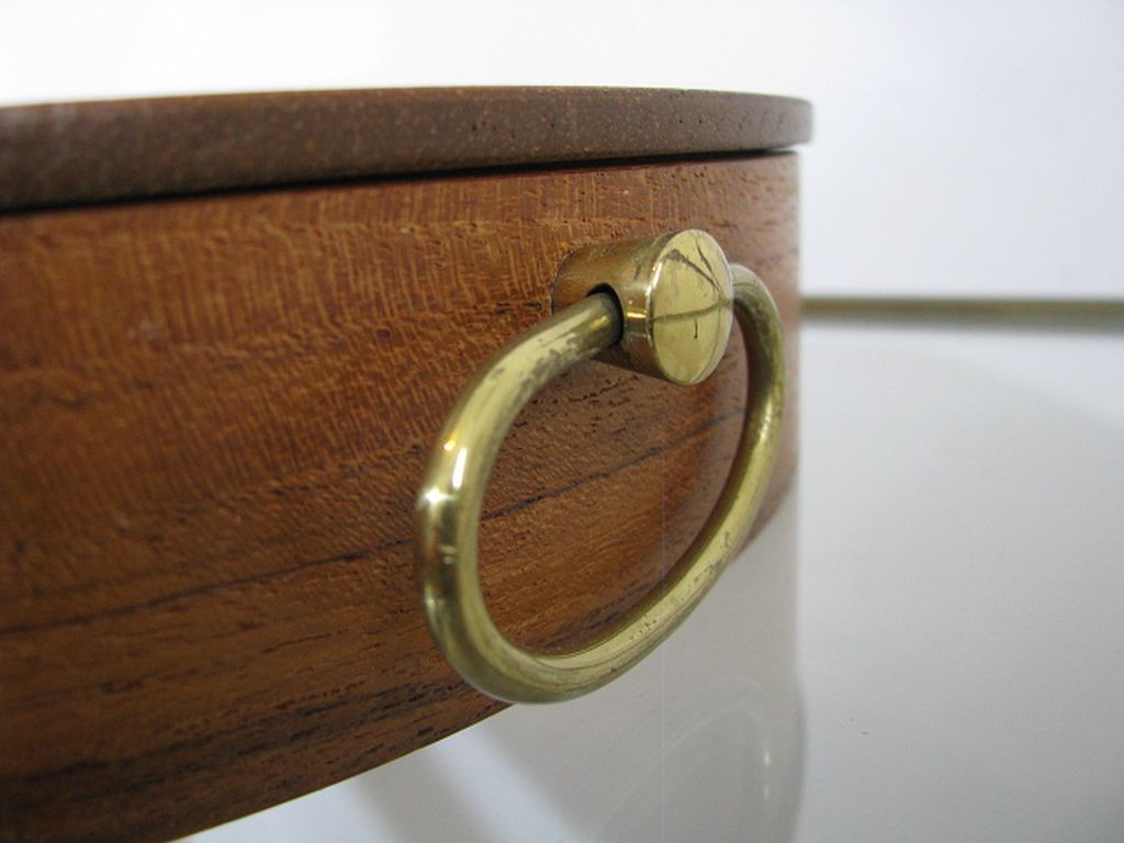 Mid century sewing box with / asystent / Service platform  teak 1960/70s