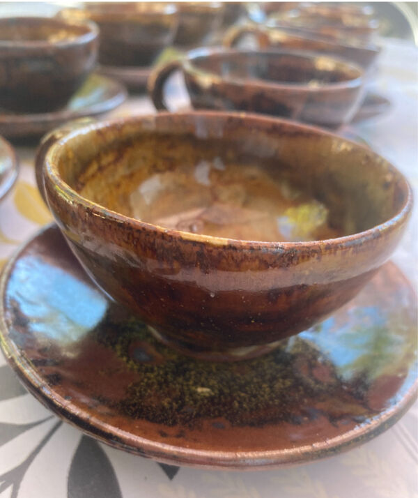 Service à café/thé 12 tasses et sous-tasses en grès émaillé — Lucien T