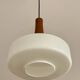 Louis Kalff pendant light in opaline glass and Scandinavian teak