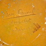 Ceramic dish signed Marc Roussel representing a sailboat, 20th century period