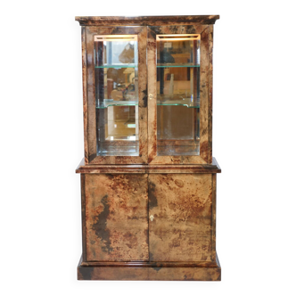 Vitrine illuminée par Aldo Tura – Cuir de chèvre et parchemin, années 1970, Milan
