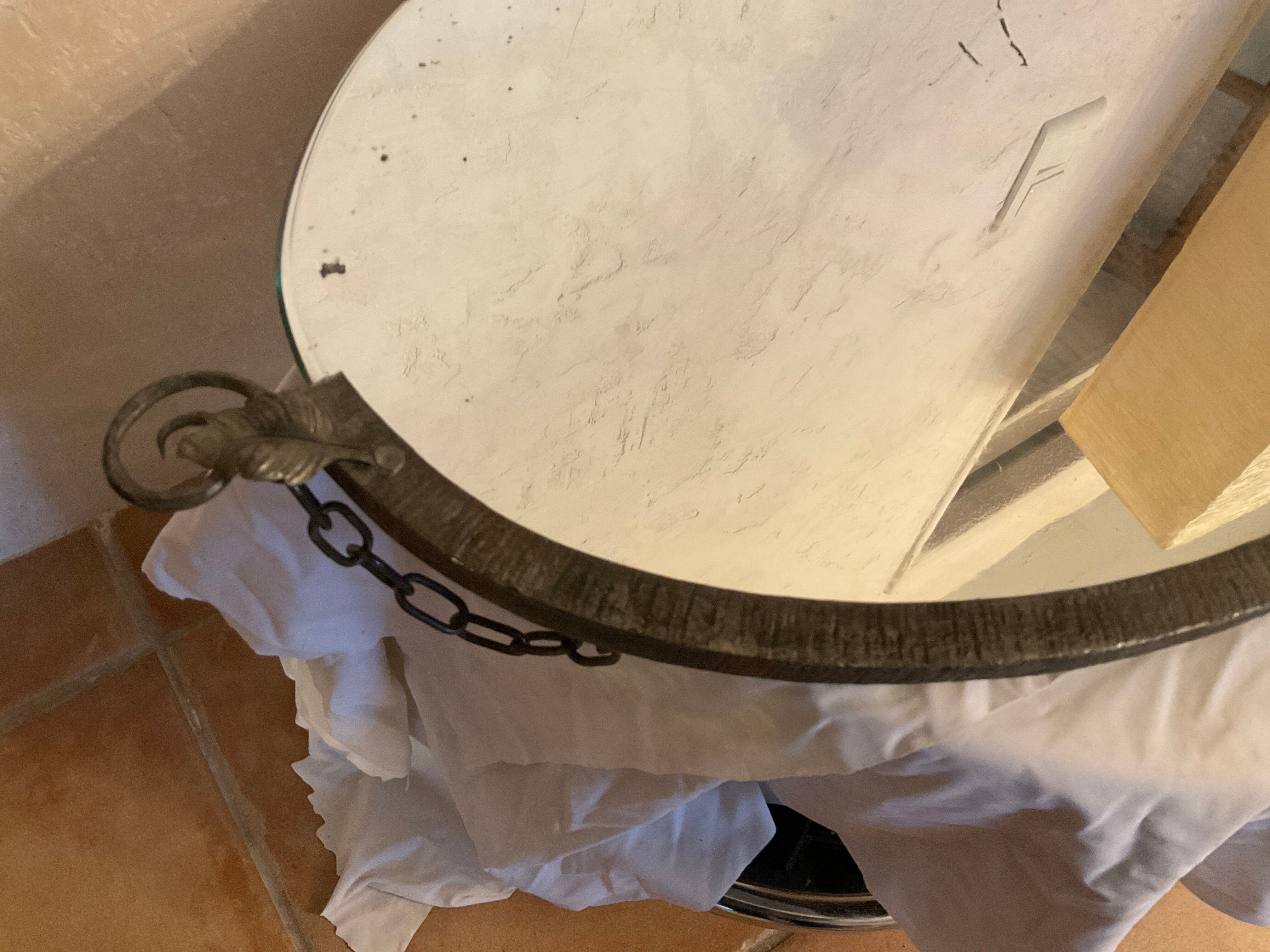 Art nouveau wrought iron wall mirror 71x40cm