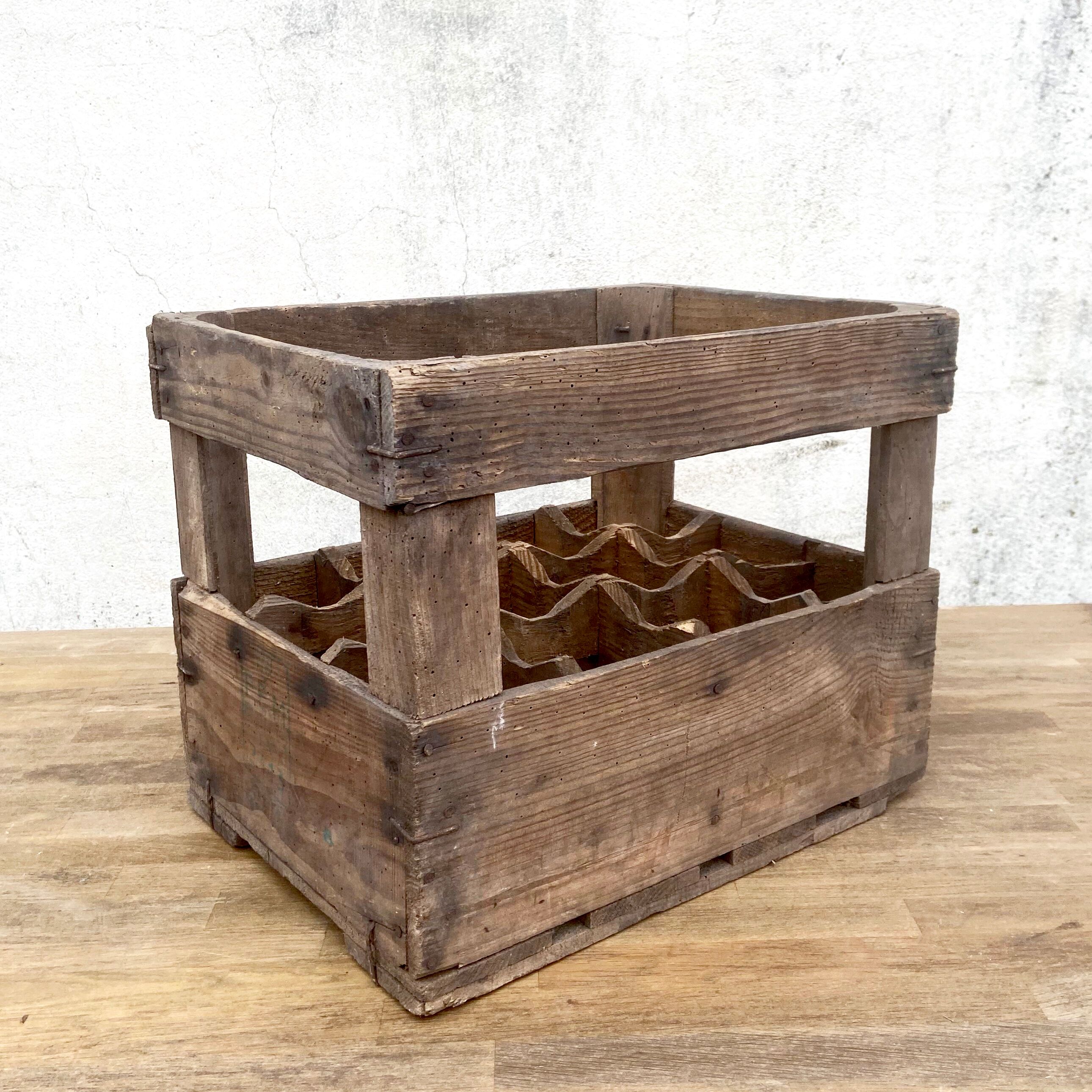 Old Vintage wooden locker box for 12 bottles