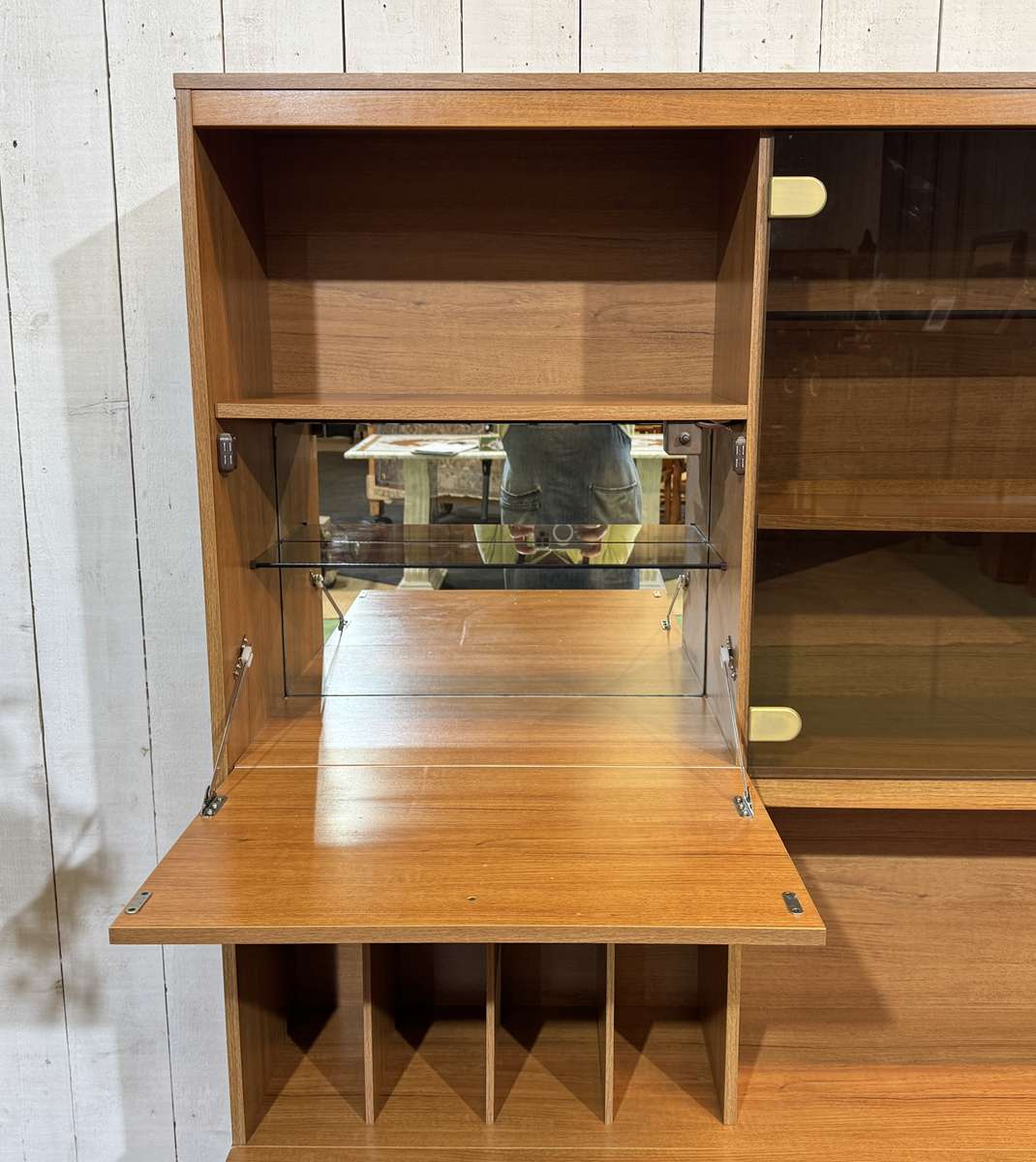 Teak veneer buffet bar from the 1980s.