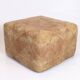 Pouf carré en cuir naturel, années 70