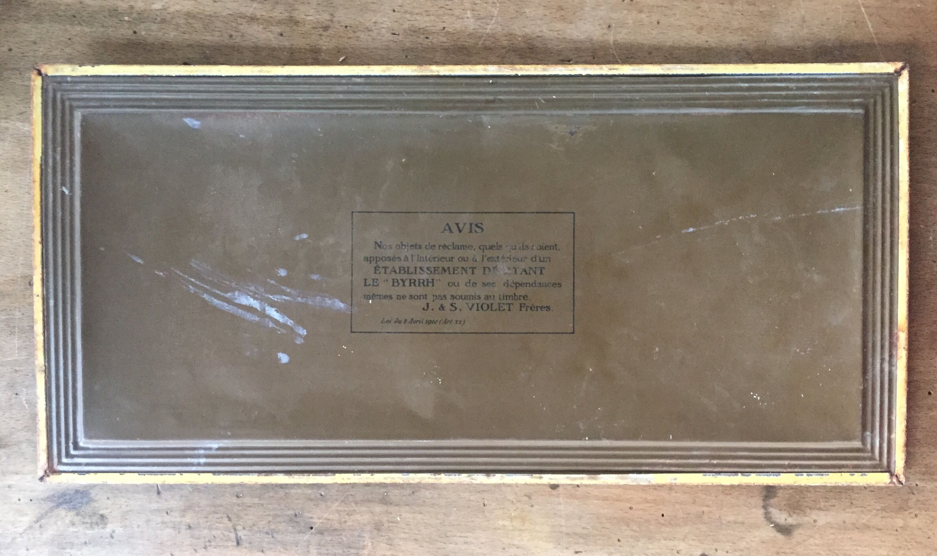 Ancient lithographed sheet metal plate "Byrrh refreshed..." 19x39cm 1910