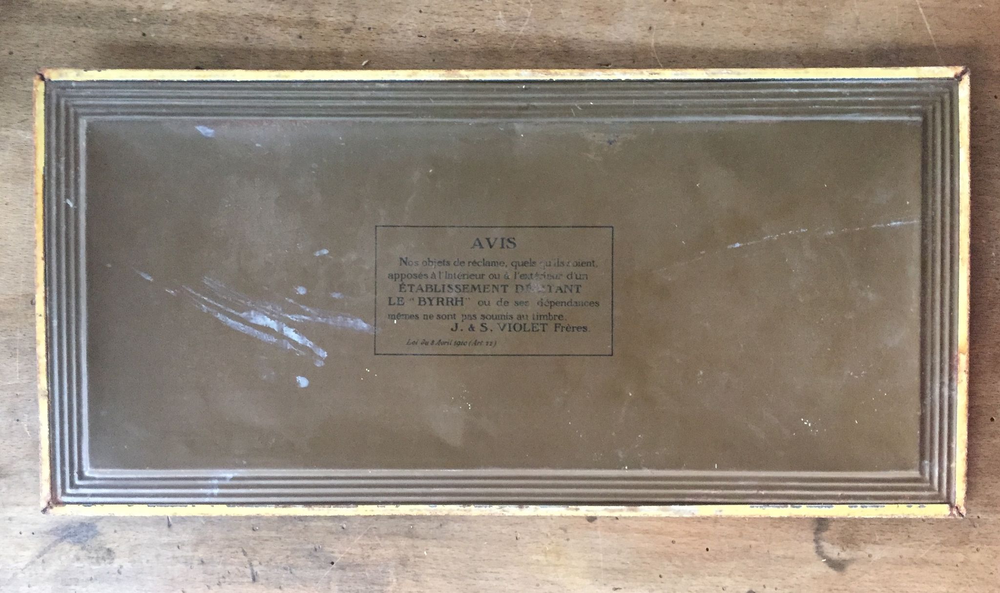 Ancient lithographed sheet metal plate "Byrrh refreshed..." 19x39cm 1910