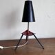 1950s modernist tripod lamp made of sheet metal and brass.