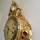 Vintage Gilded Carved Wood Rococo Style Floral Perivale Wall Clock 1960s