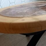 Table basse ovale signée RAYNAUD - années 60.