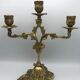 Pair of old candlesticks in bronze 3 lights rocaille style 28,5 cm