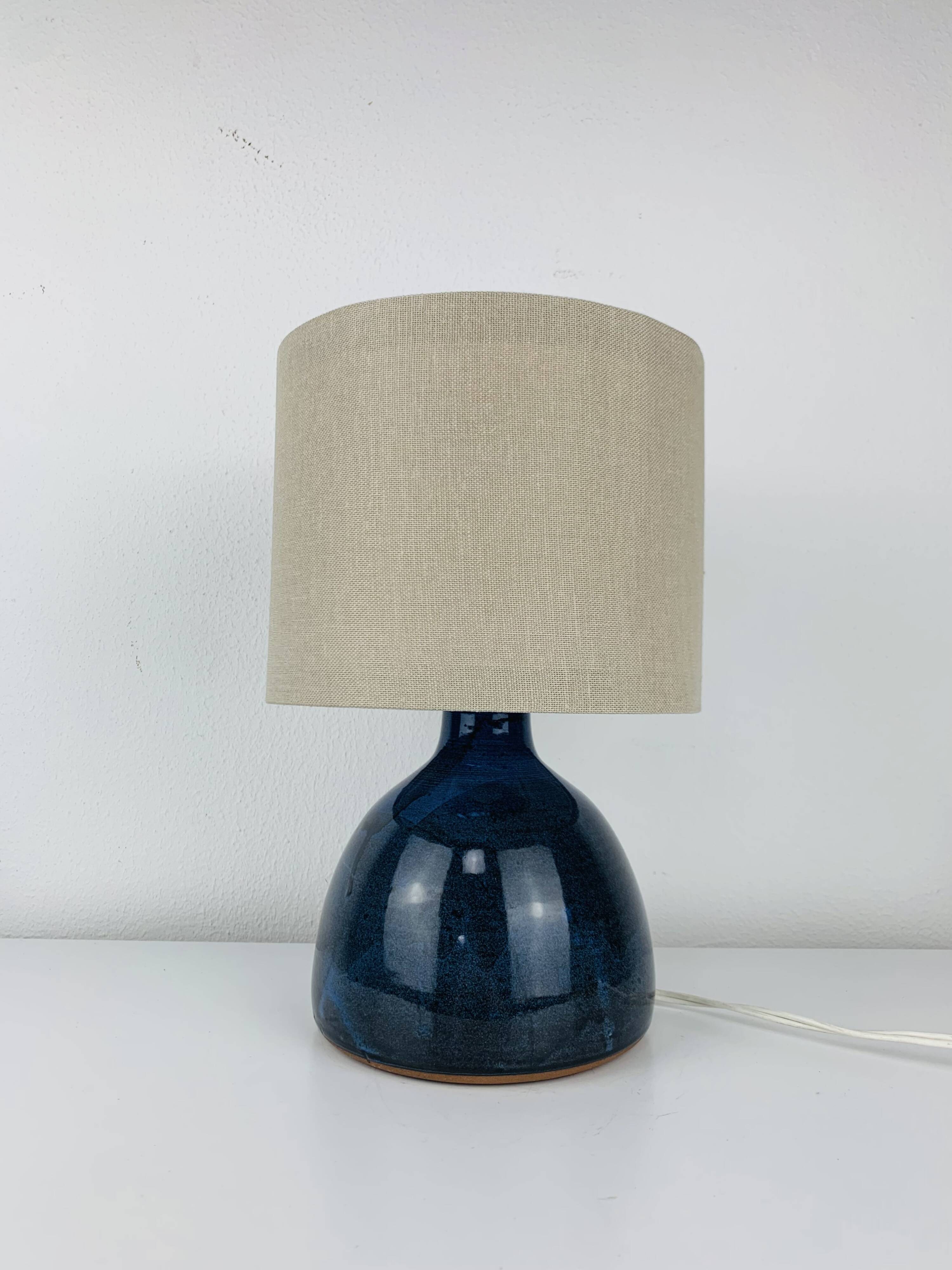 Vintage blue ceramic lamp, 1960s