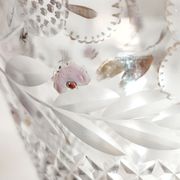 Glass vase carved and painting by hand. France 1940s.