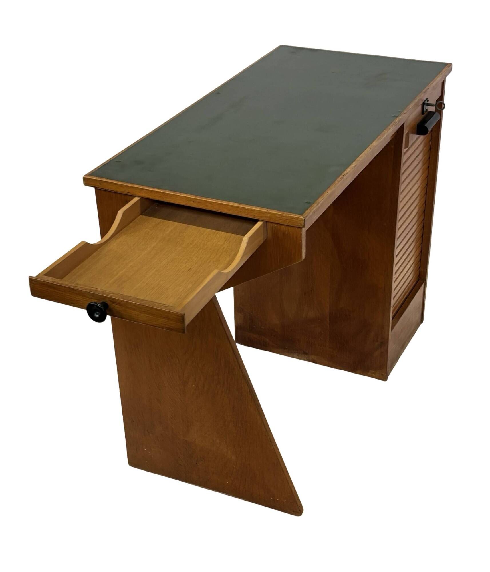 Art Deco desk, minimalist design in oak, unique 40s design, Netherlands.