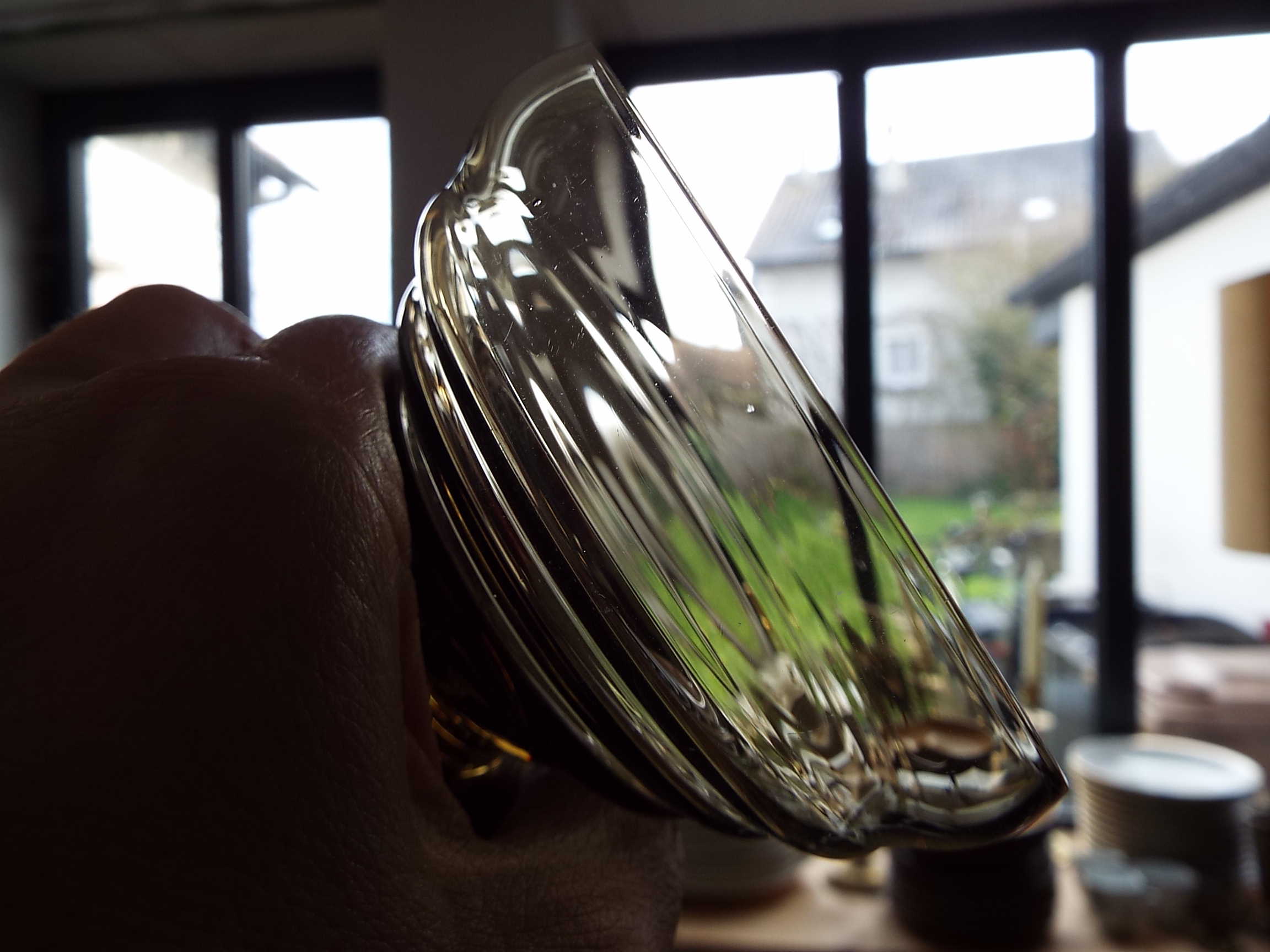 5 art deco smoked glass cups