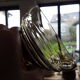 5 art deco smoked glass cups