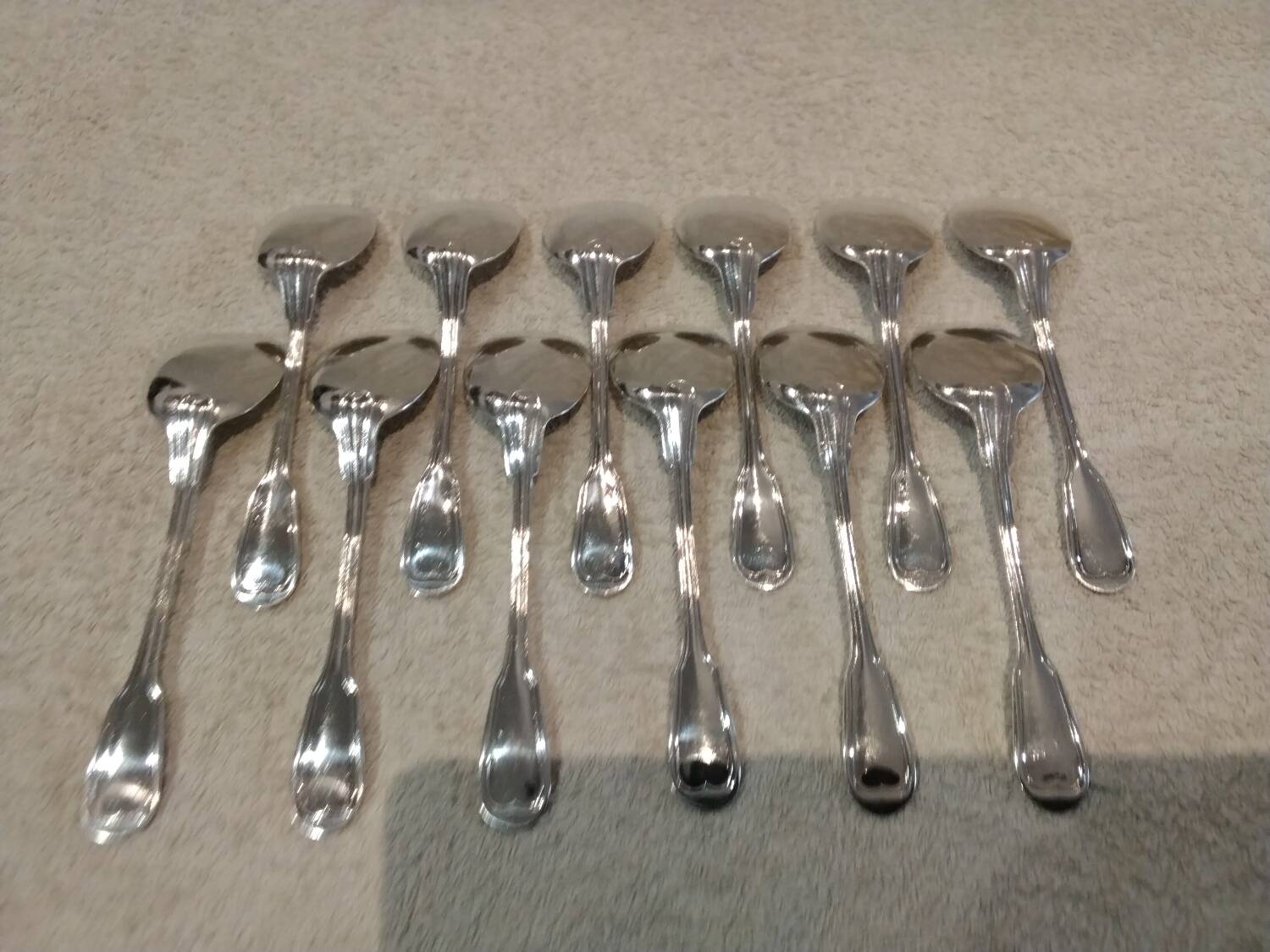 12 silver-plated metal ice scoops by silversmith Ravinet Denfert with nets