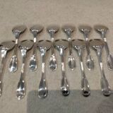 12 silver-plated metal ice scoops by silversmith Ravinet Denfert with nets