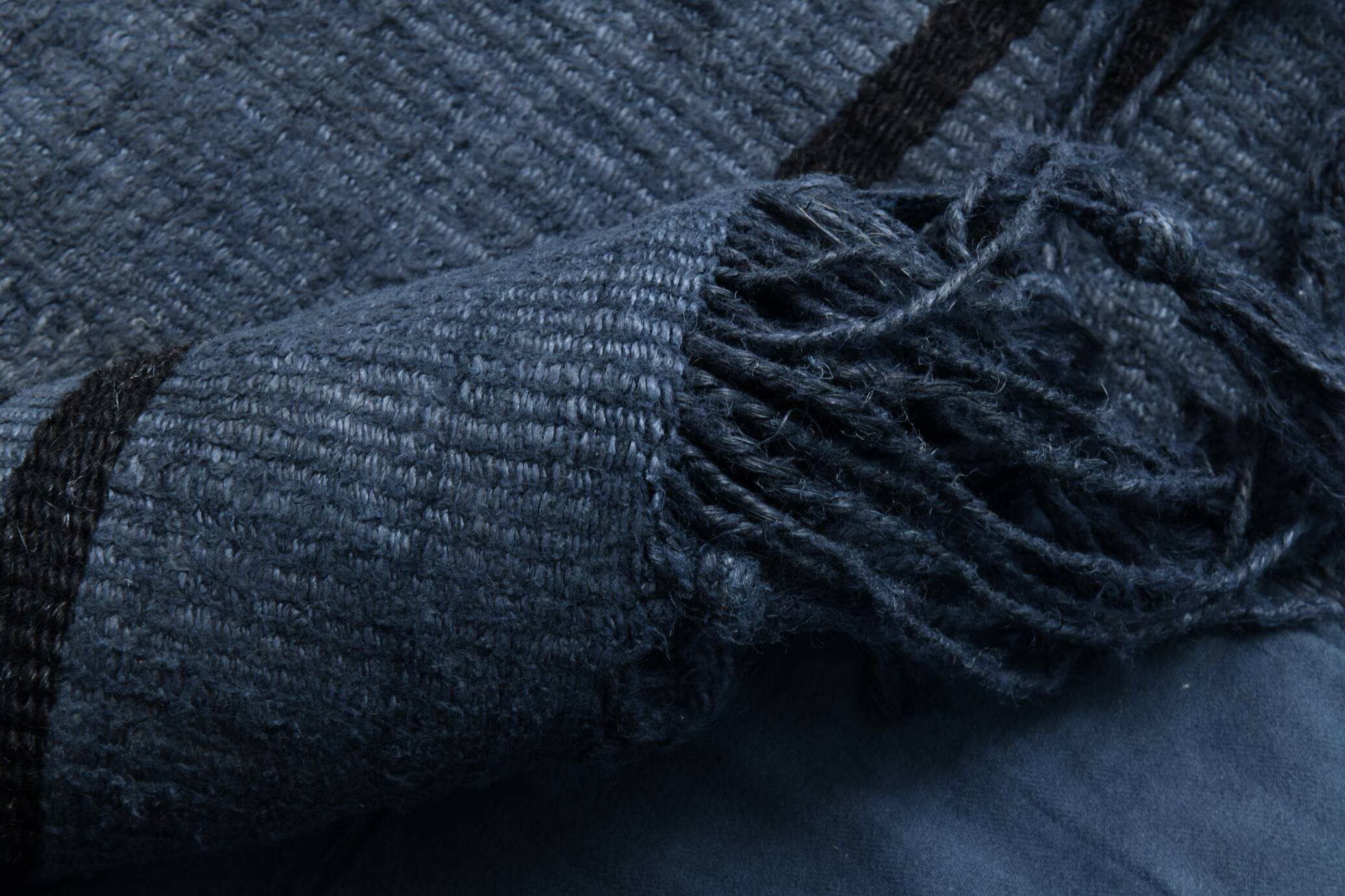 Blue & Black Striped Kilim Rug, 163x237Cm